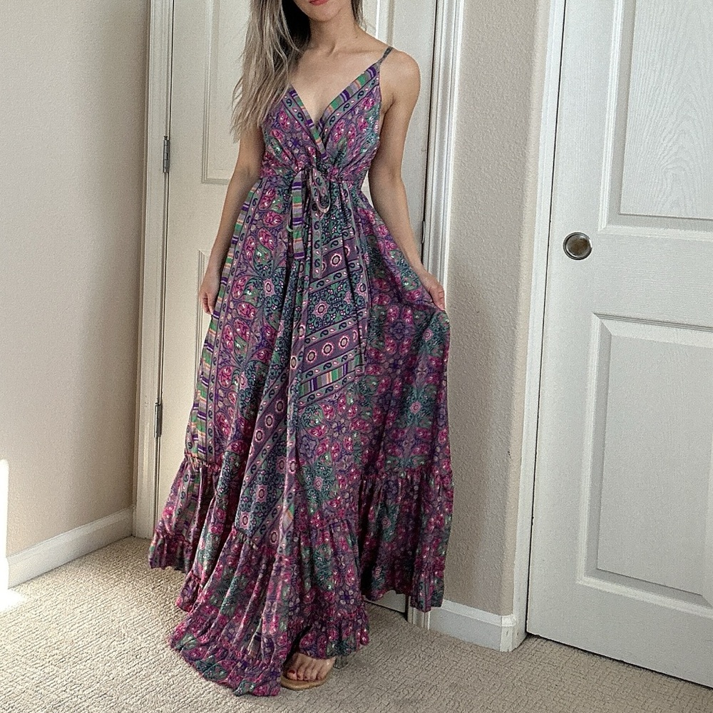 Purple Patterned Maxi Dress - Picture 3 of 3